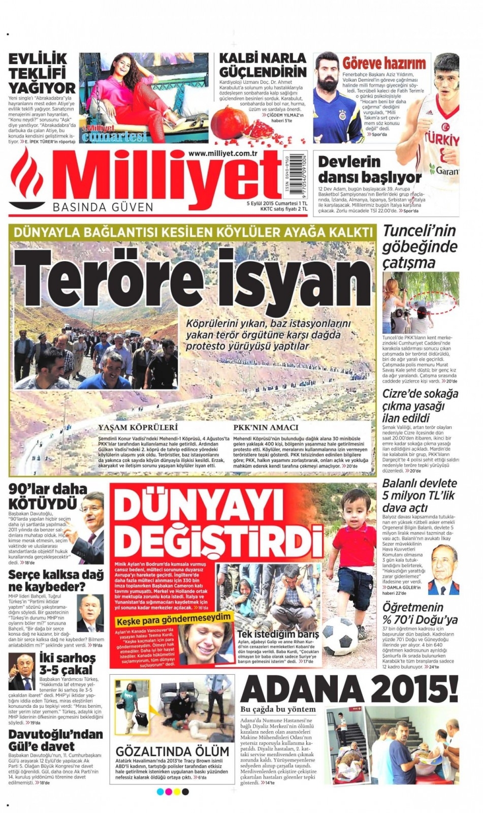 5 Eylül 2015 Cumartesi gününün gazete manşetleri 3