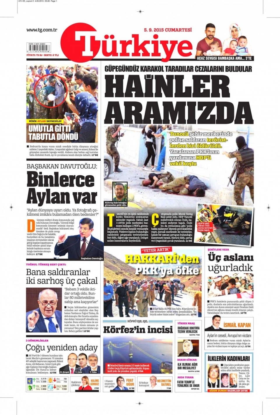 5 Eylül 2015 Cumartesi gününün gazete manşetleri 4