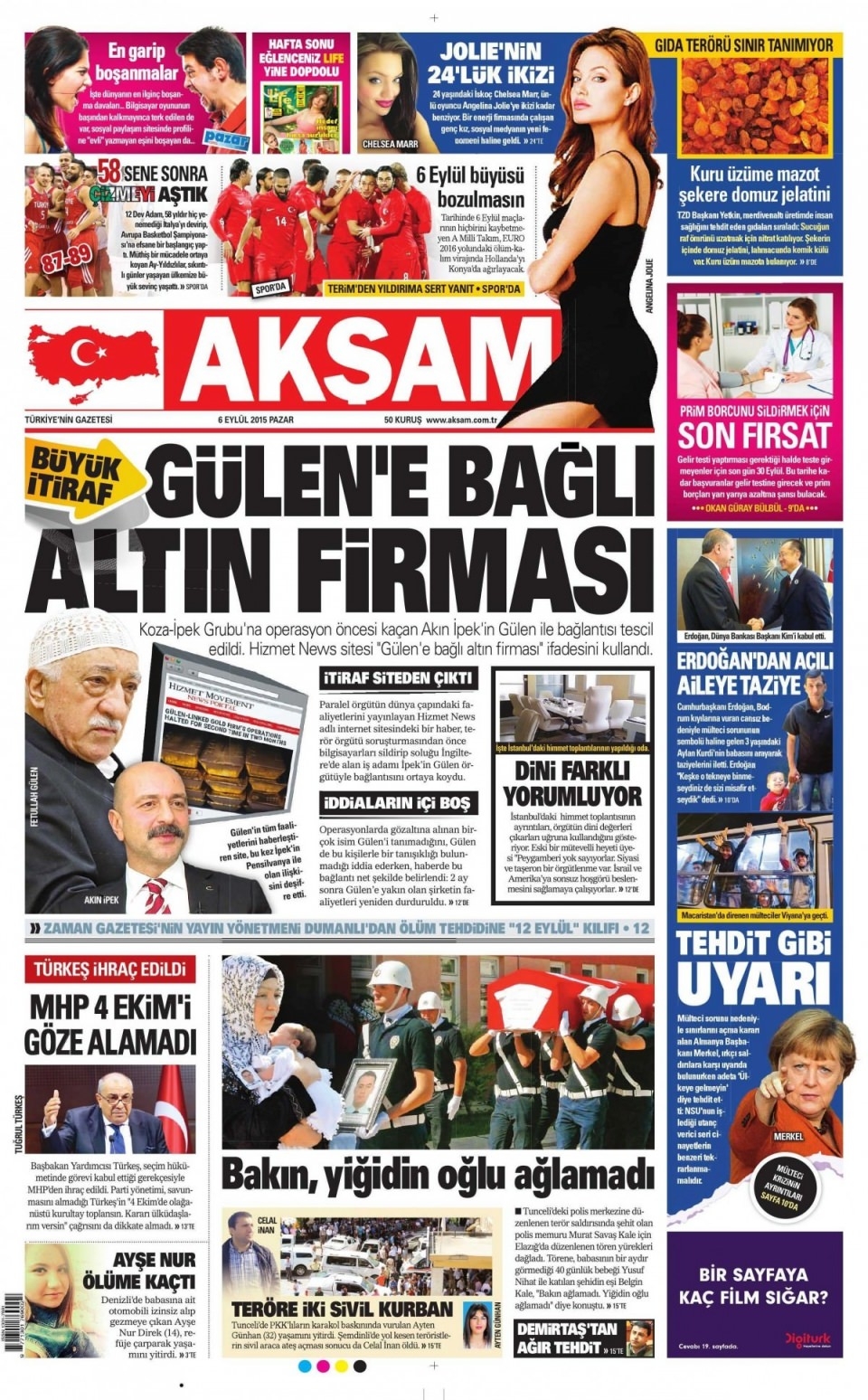 6 Eylül 2015 Pazar gününün gazete manşetleri 10