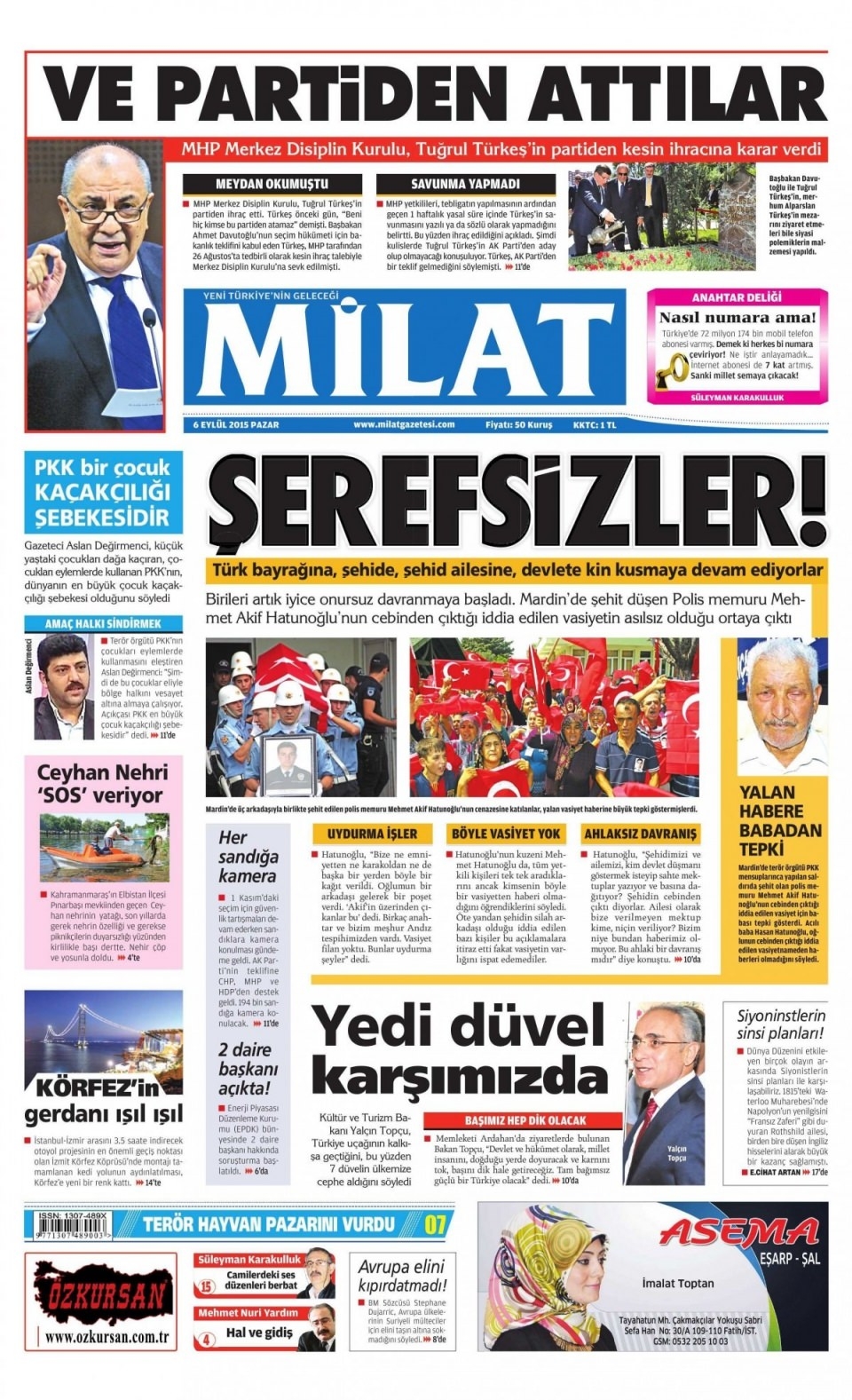 6 Eylül 2015 Pazar gününün gazete manşetleri 15