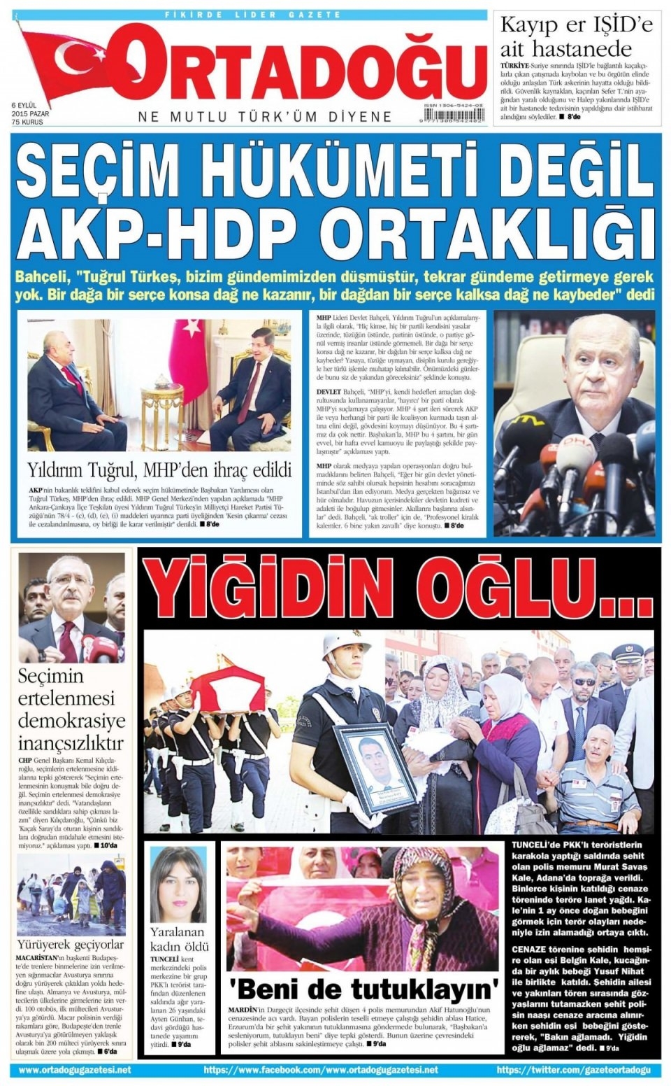 6 Eylül 2015 Pazar gününün gazete manşetleri 20