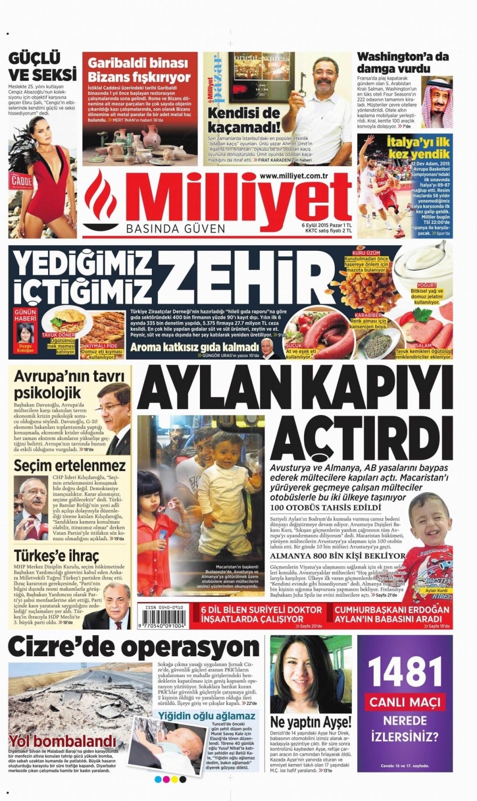 6 Eylül 2015 Pazar gününün gazete manşetleri 4