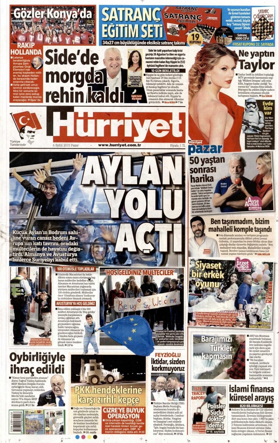 6 Eylül 2015 Pazar gününün gazete manşetleri 7