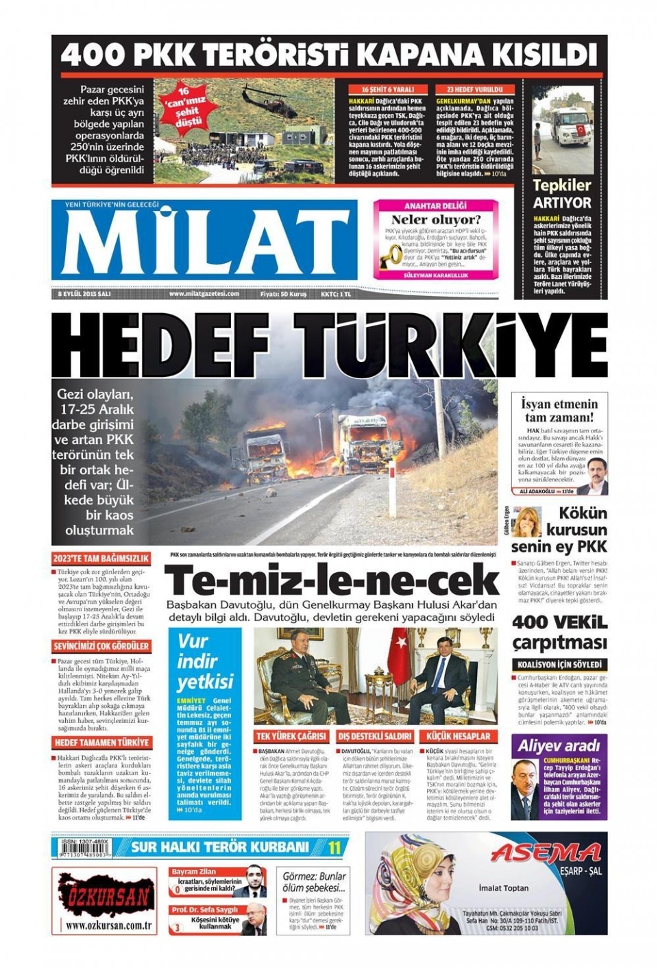 8 Eylül 2015 gazete manşetleri 10