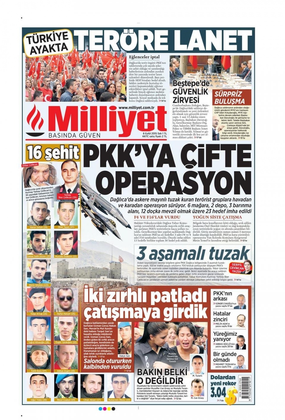 8 Eylül 2015 gazete manşetleri 13