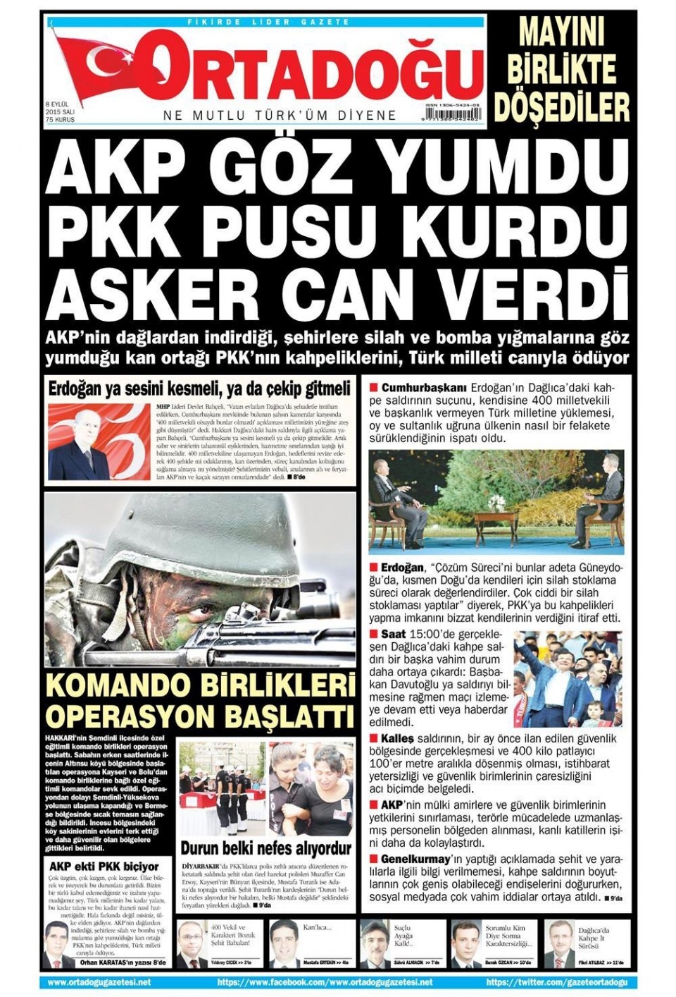 8 Eylül 2015 gazete manşetleri 14