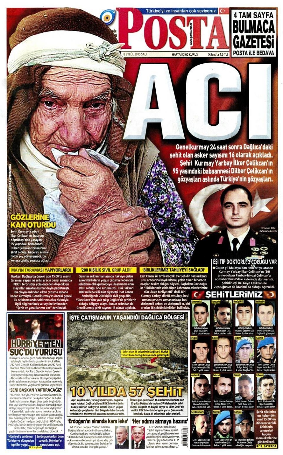 8 Eylül 2015 gazete manşetleri 15