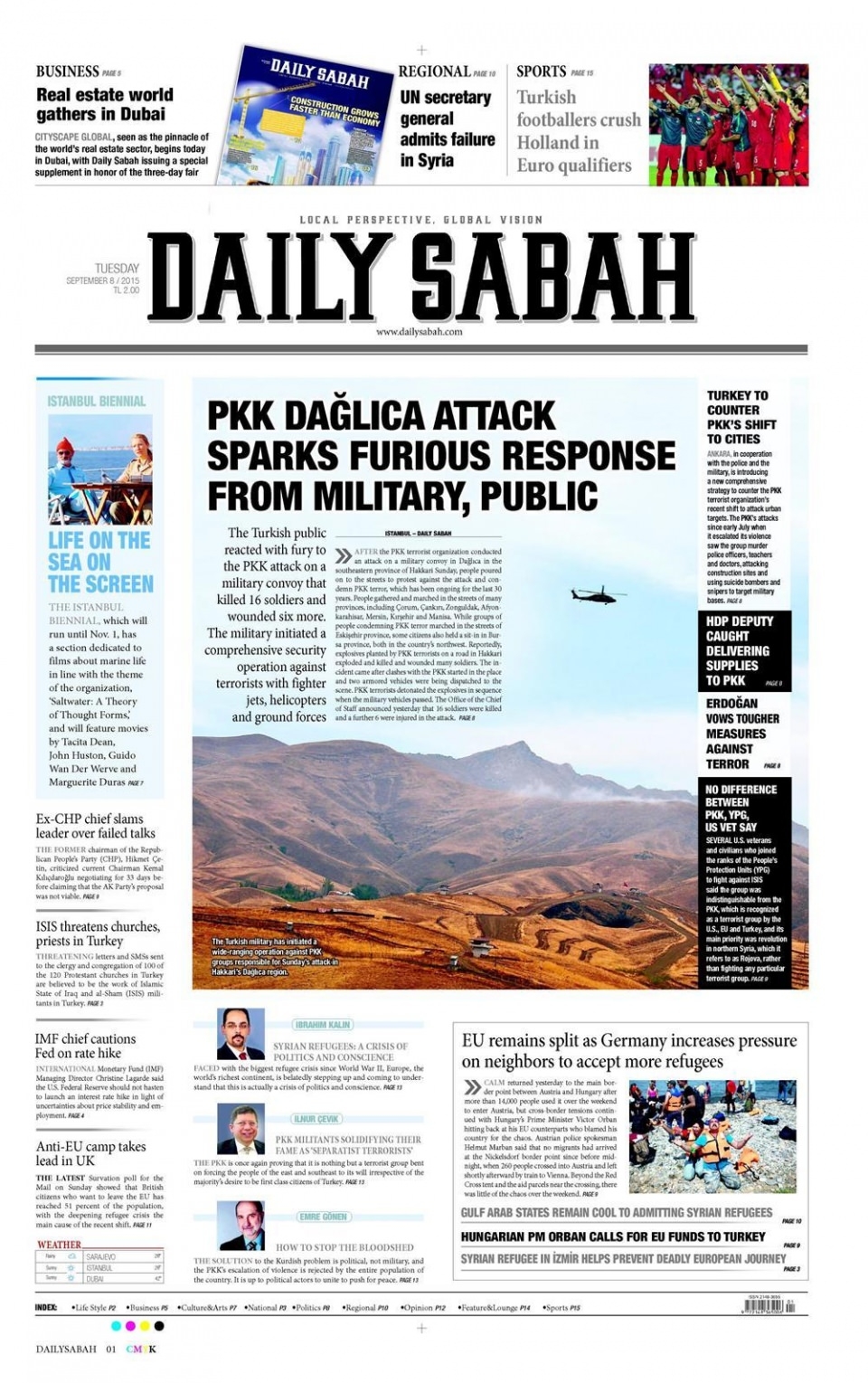 8 Eylül 2015 gazete manşetleri 17