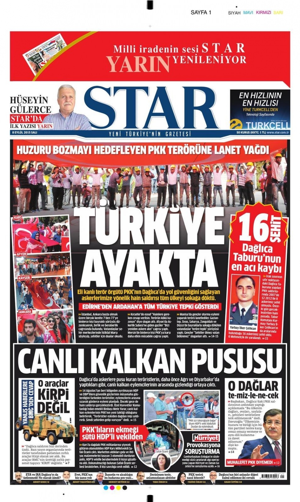 8 Eylül 2015 gazete manşetleri 19