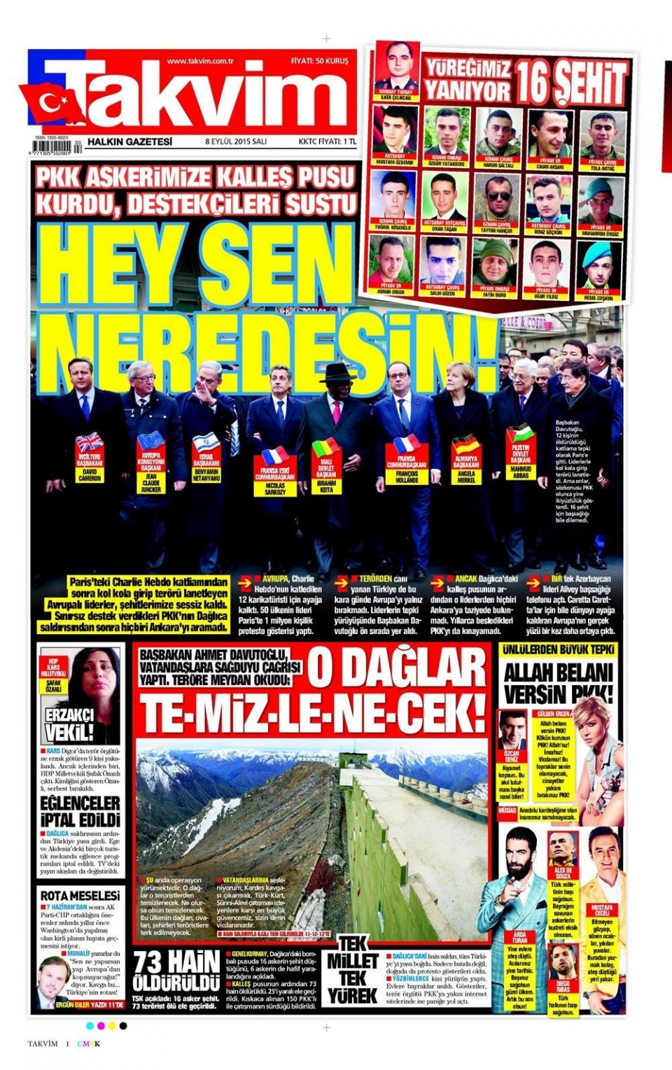 8 Eylül 2015 gazete manşetleri 20