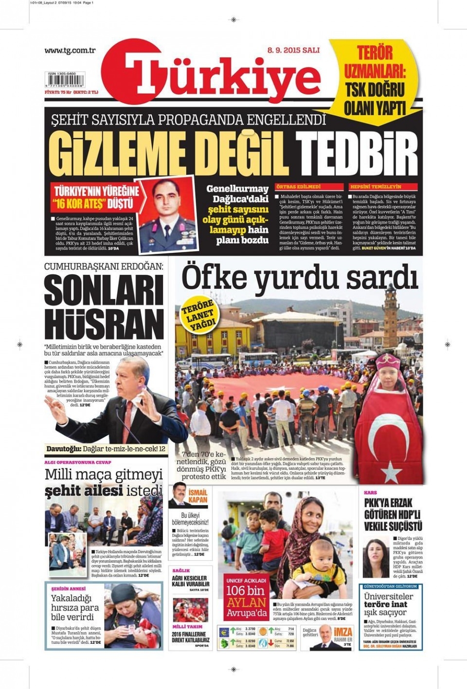 8 Eylül 2015 gazete manşetleri 22