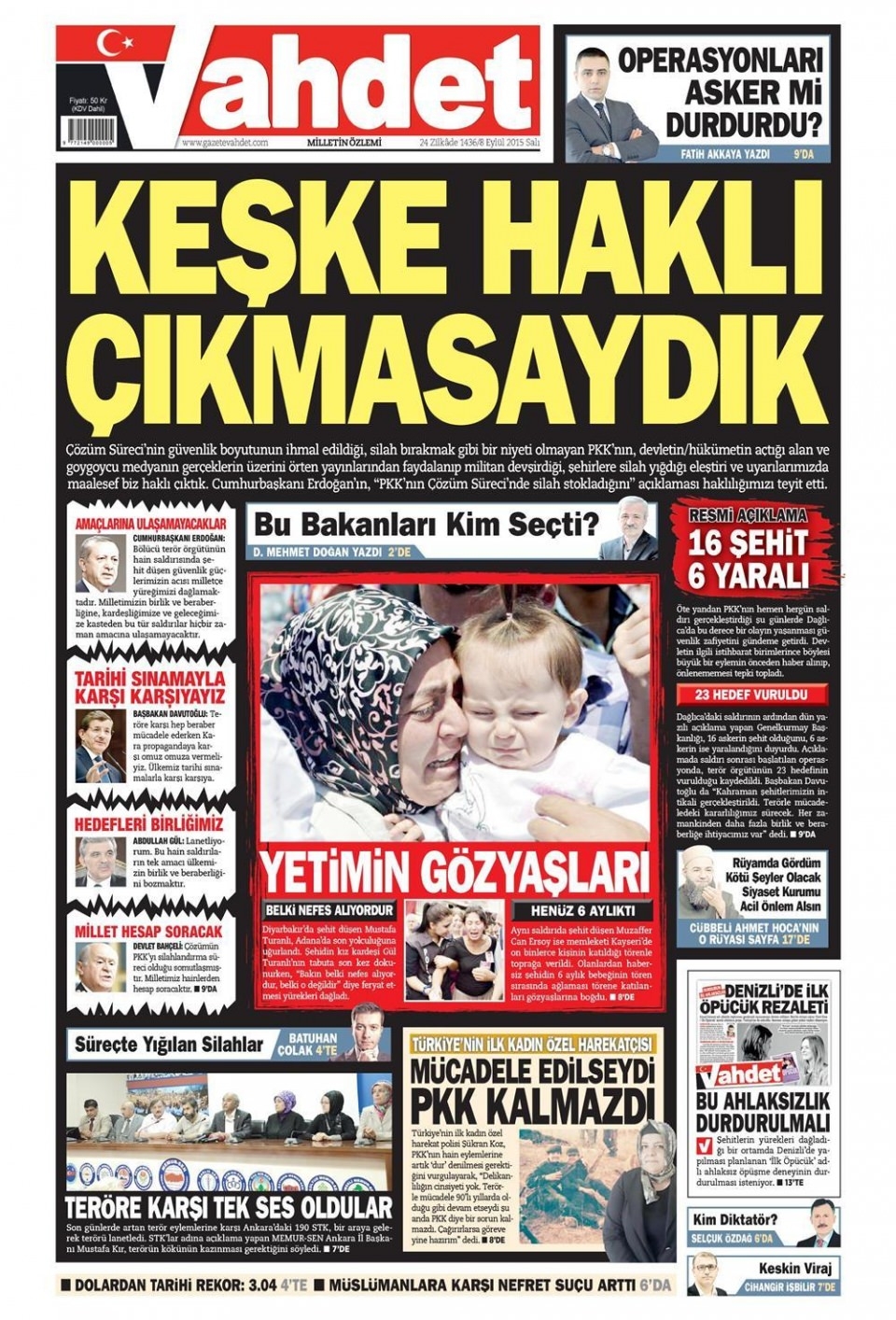 8 Eylül 2015 gazete manşetleri 23