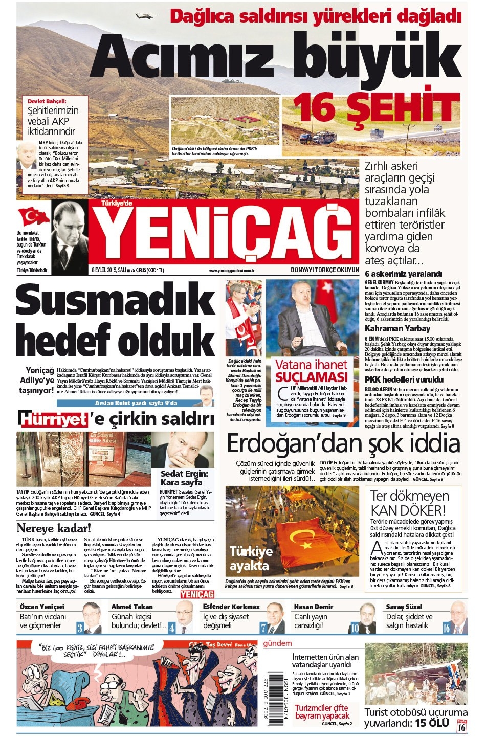 8 Eylül 2015 gazete manşetleri 27