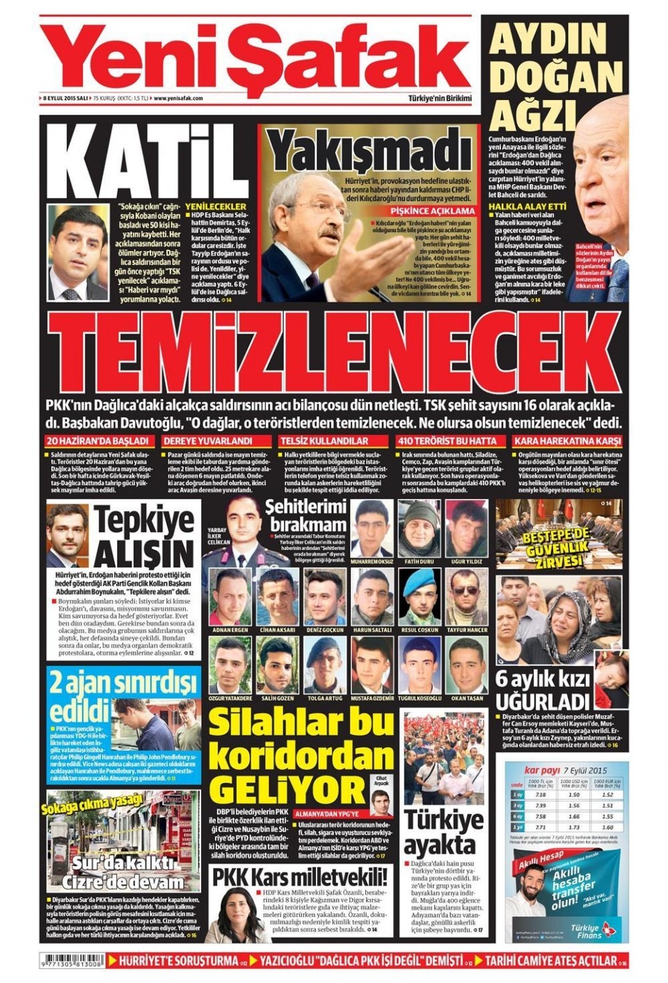8 Eylül 2015 gazete manşetleri 28