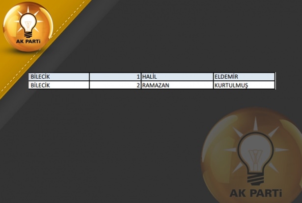 İşte AK Parti'nin 1 Kasım aday listesi 13