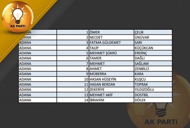 İşte AK Parti'nin 1 Kasım aday listesi 2
