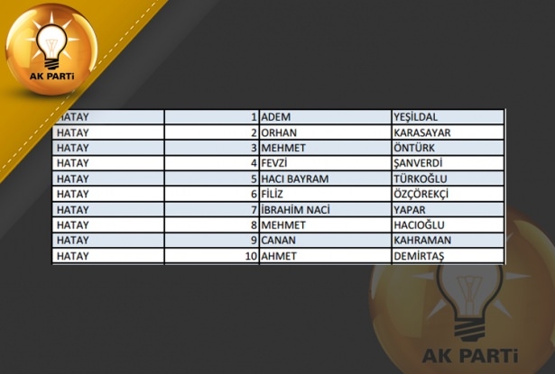 İşte AK Parti'nin 1 Kasım aday listesi 32