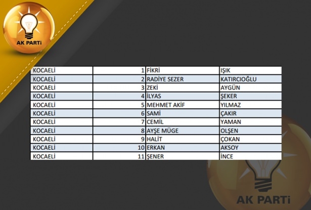 İşte AK Parti'nin 1 Kasım aday listesi 48