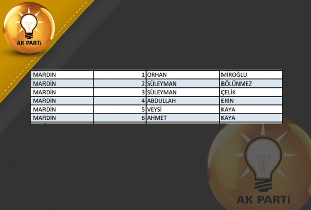İşte AK Parti'nin 1 Kasım aday listesi 54