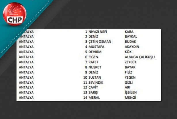 İşte CHP'nin 1 Kasım aday listesi 10