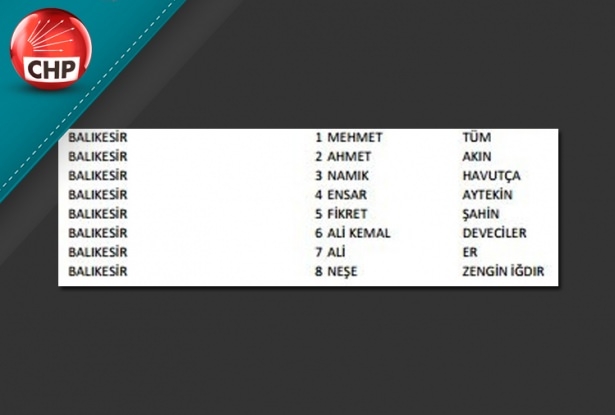 İşte CHP'nin 1 Kasım aday listesi 14