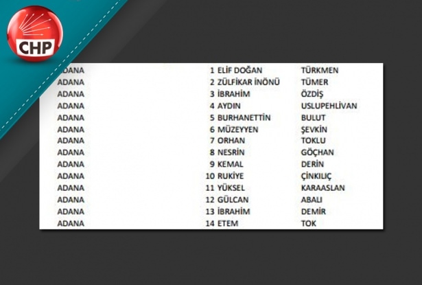 İşte CHP'nin 1 Kasım aday listesi 2