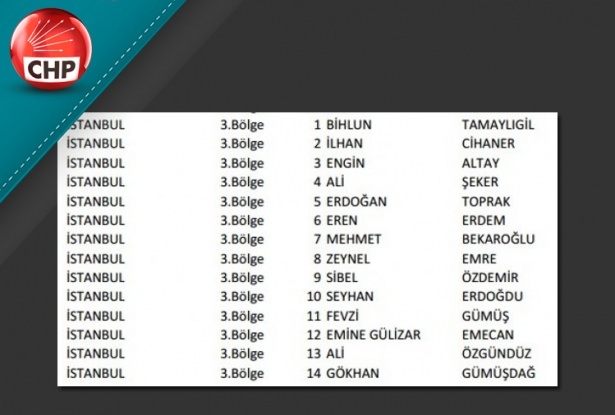 İşte CHP'nin 1 Kasım aday listesi 46