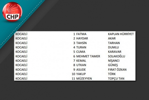 İşte CHP'nin 1 Kasım aday listesi 60