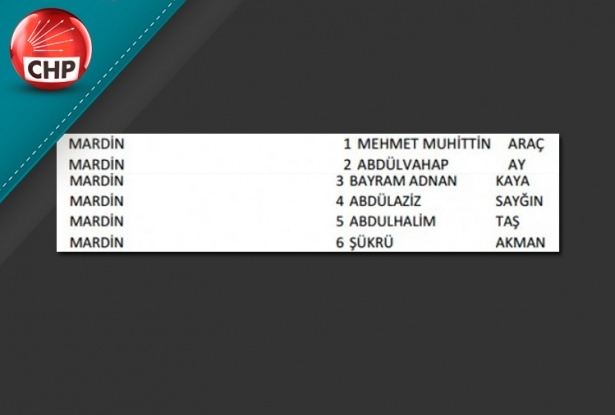 İşte CHP'nin 1 Kasım aday listesi 65