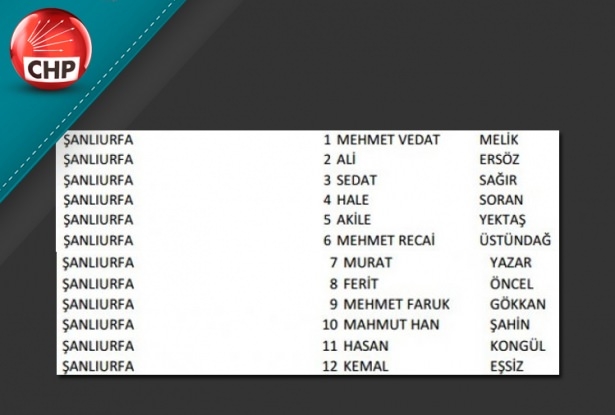 İşte CHP'nin 1 Kasım aday listesi 79