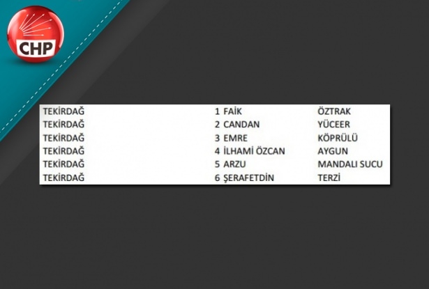 İşte CHP'nin 1 Kasım aday listesi 81