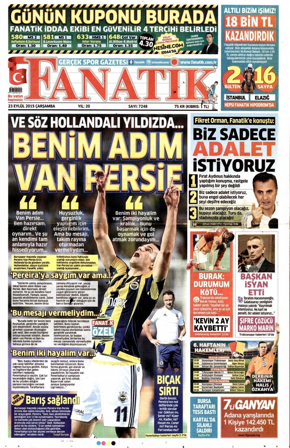 23 Eylül 2015 gazete manşetleri 23