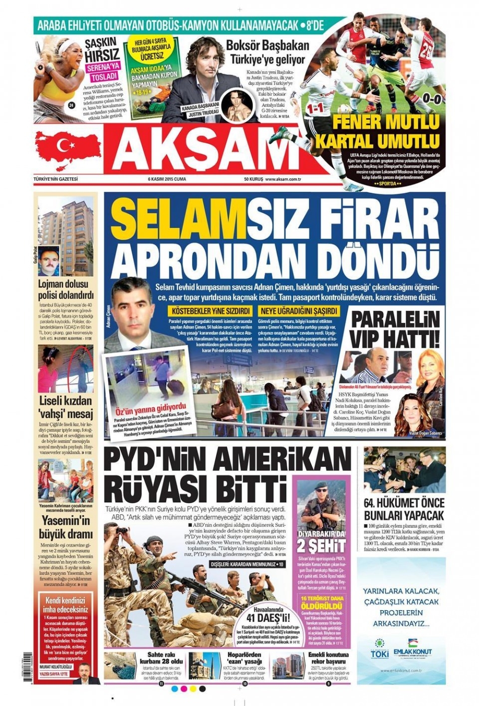 6 Kasım 2015 gazete manşetleri 1