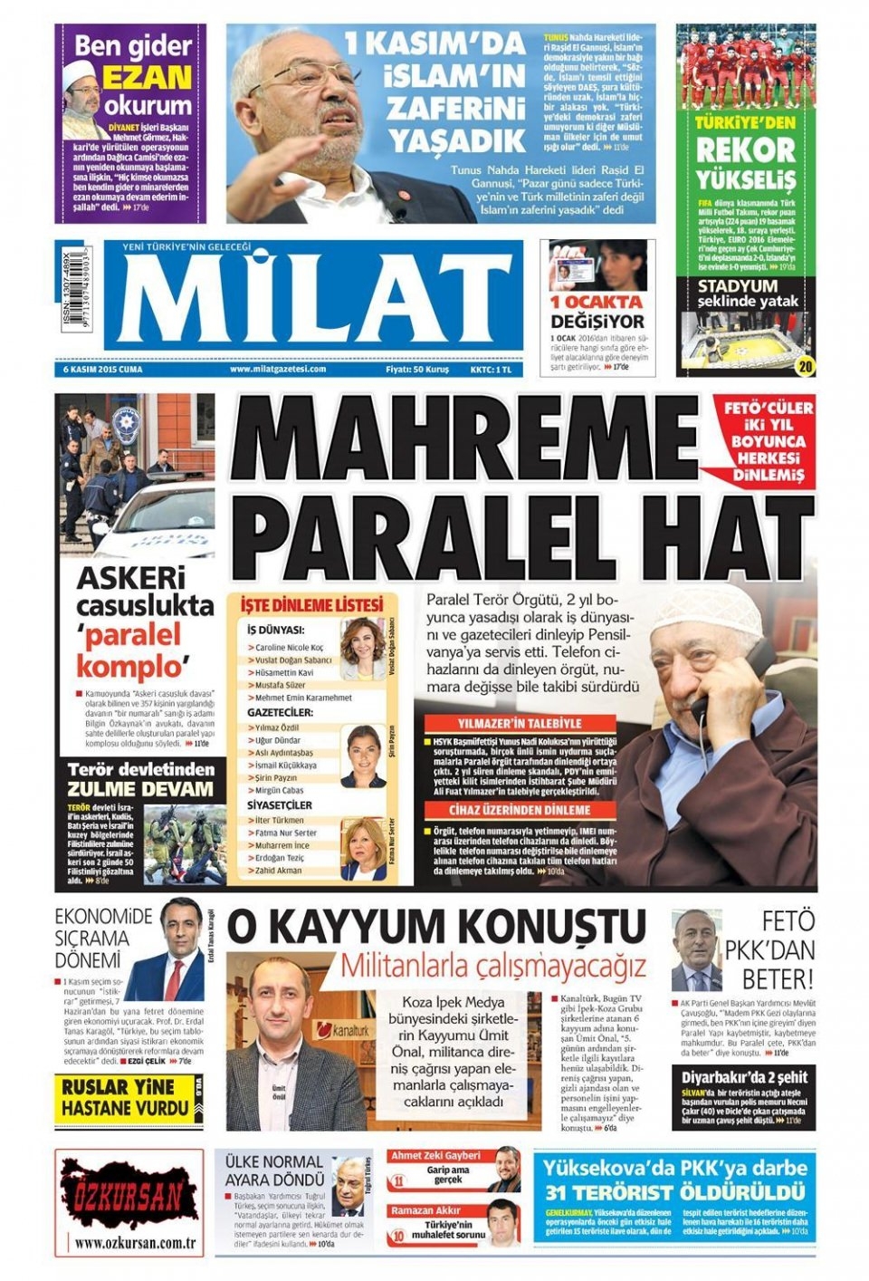6 Kasım 2015 gazete manşetleri 12