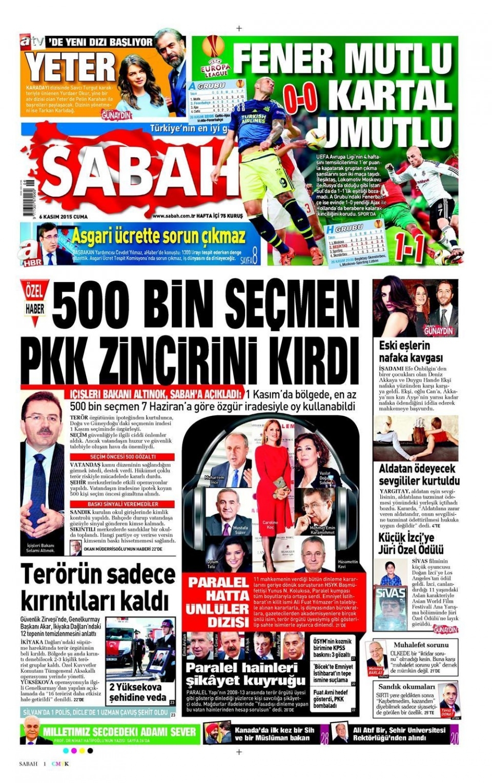 6 Kasım 2015 gazete manşetleri 17