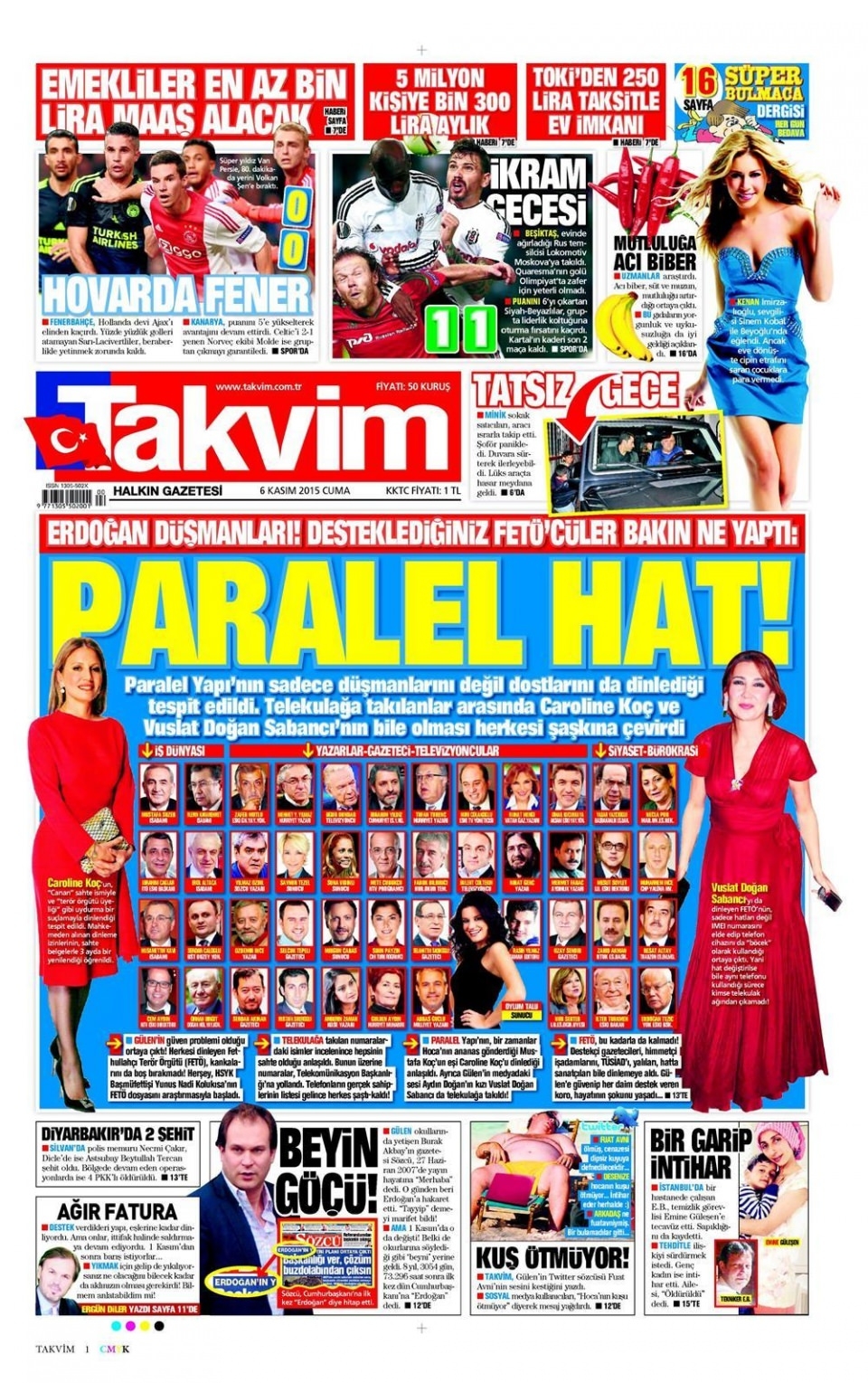 6 Kasım 2015 gazete manşetleri 21