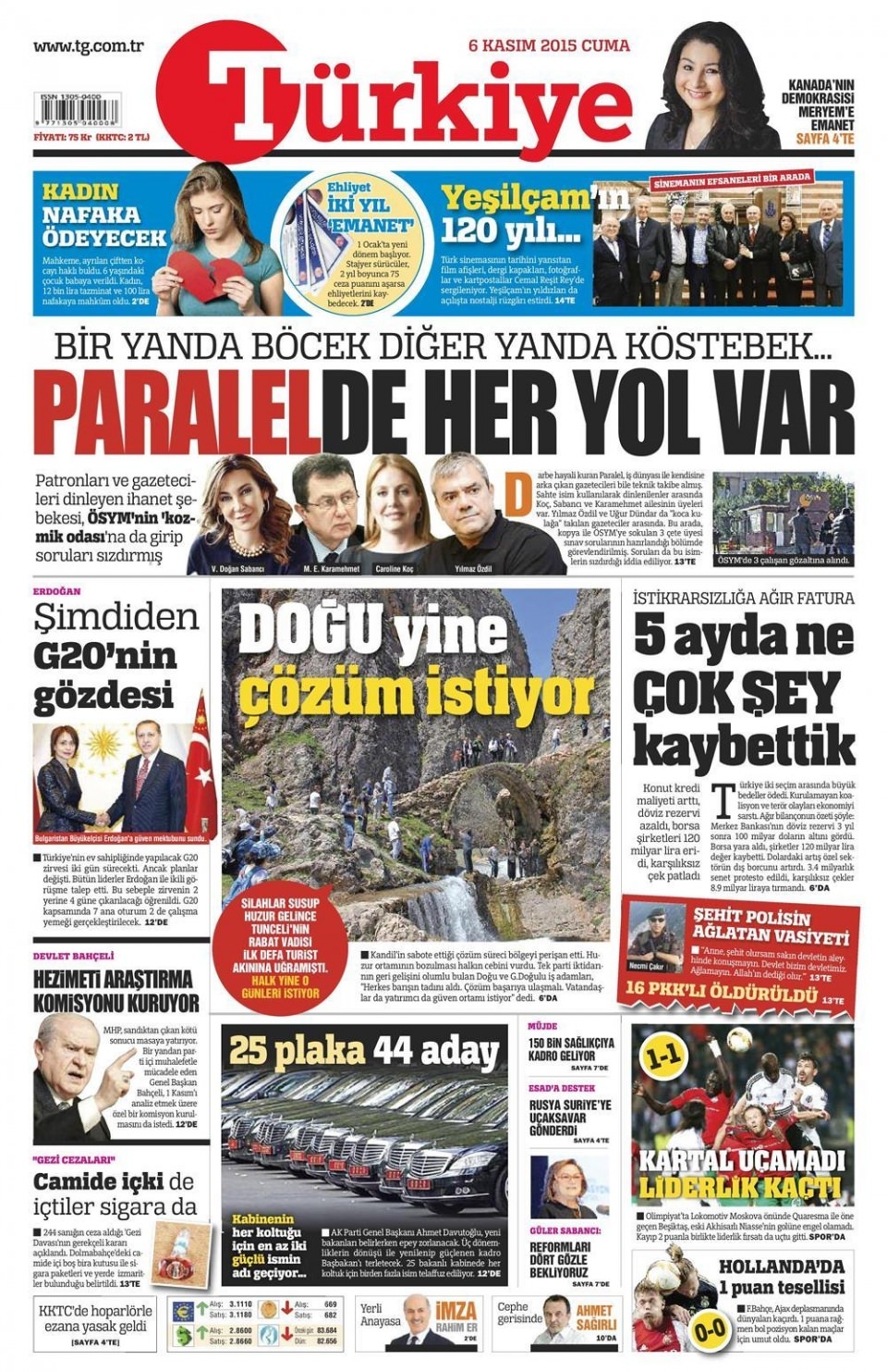 6 Kasım 2015 gazete manşetleri 23