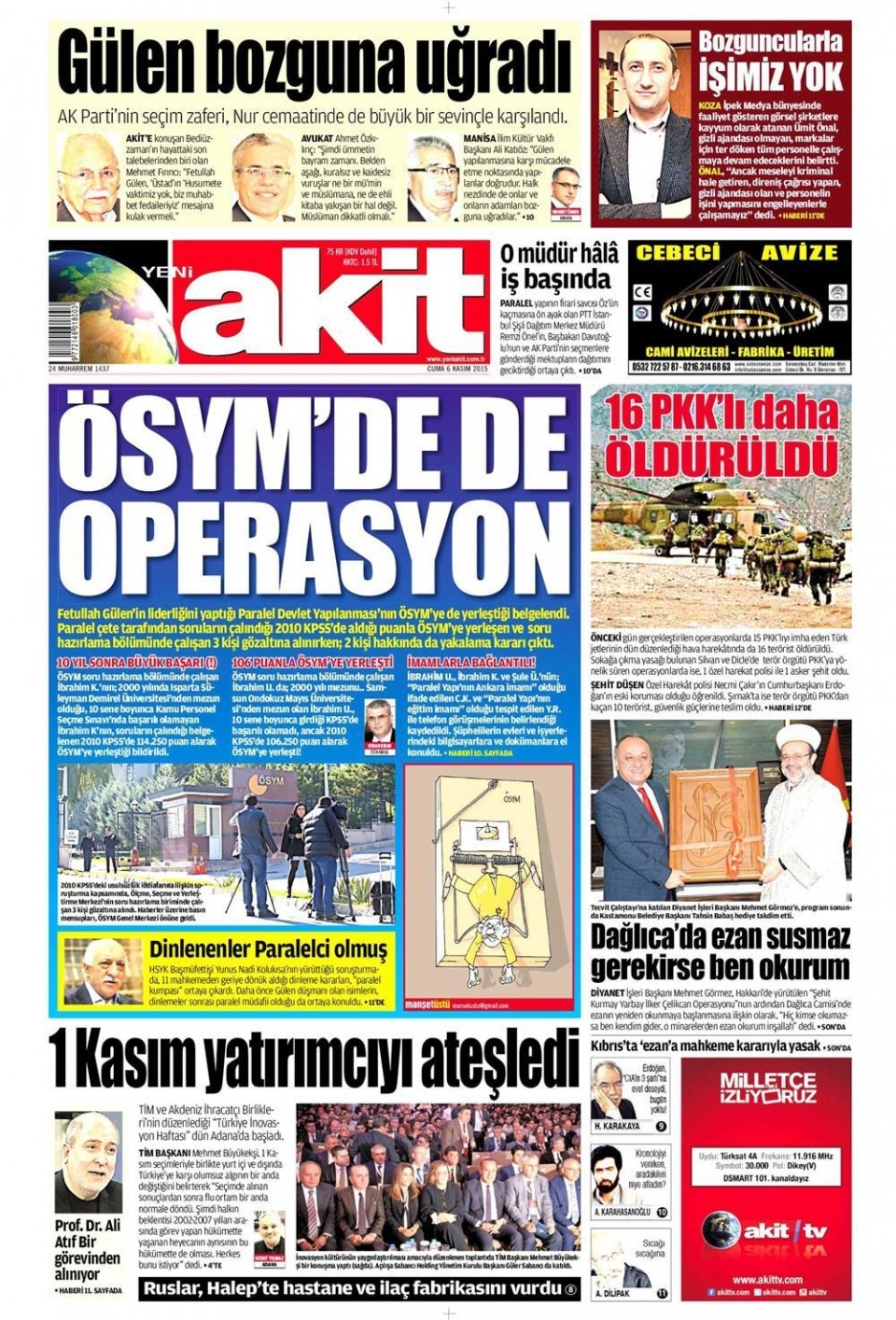 6 Kasım 2015 gazete manşetleri 25
