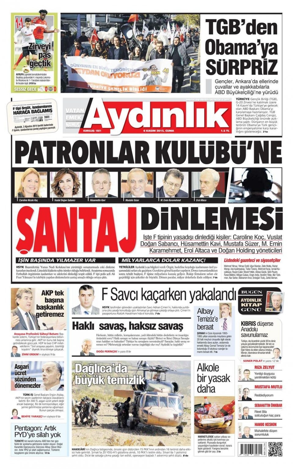 6 Kasım 2015 gazete manşetleri 3