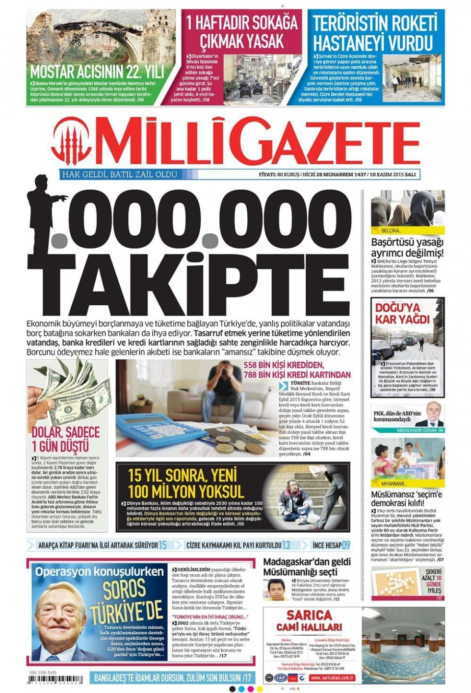 10 Kasım 2015 gazet manşetleri 10