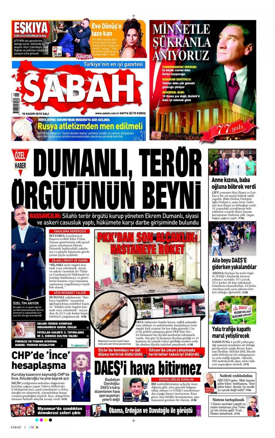 10 Kasım 2015 gazet manşetleri 14
