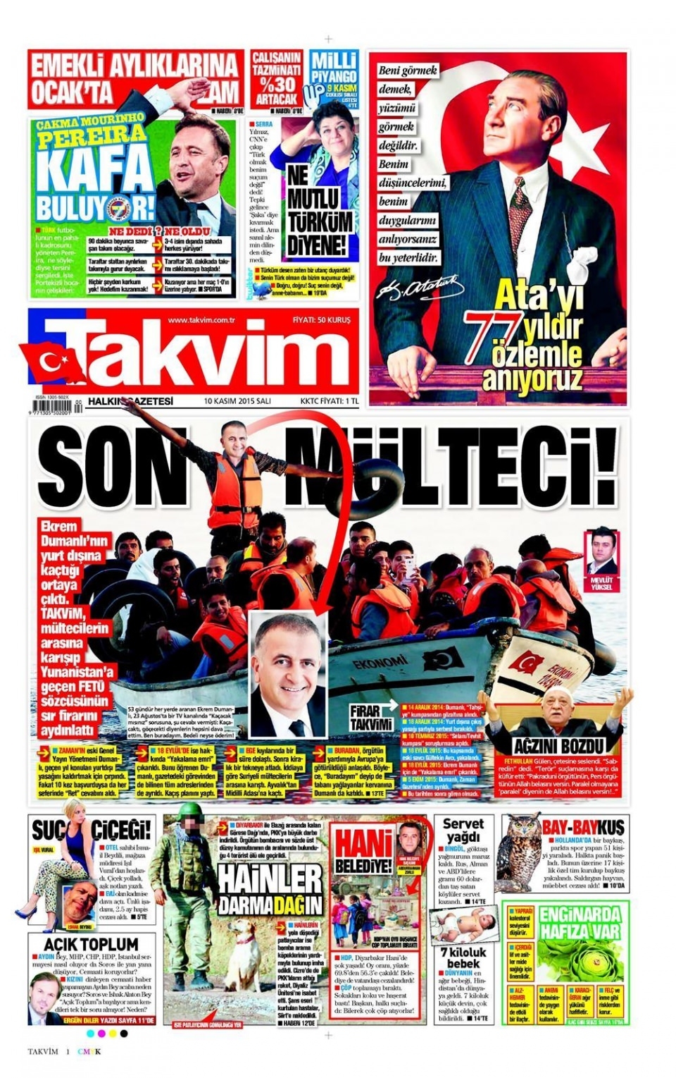 10 Kasım 2015 gazet manşetleri 18