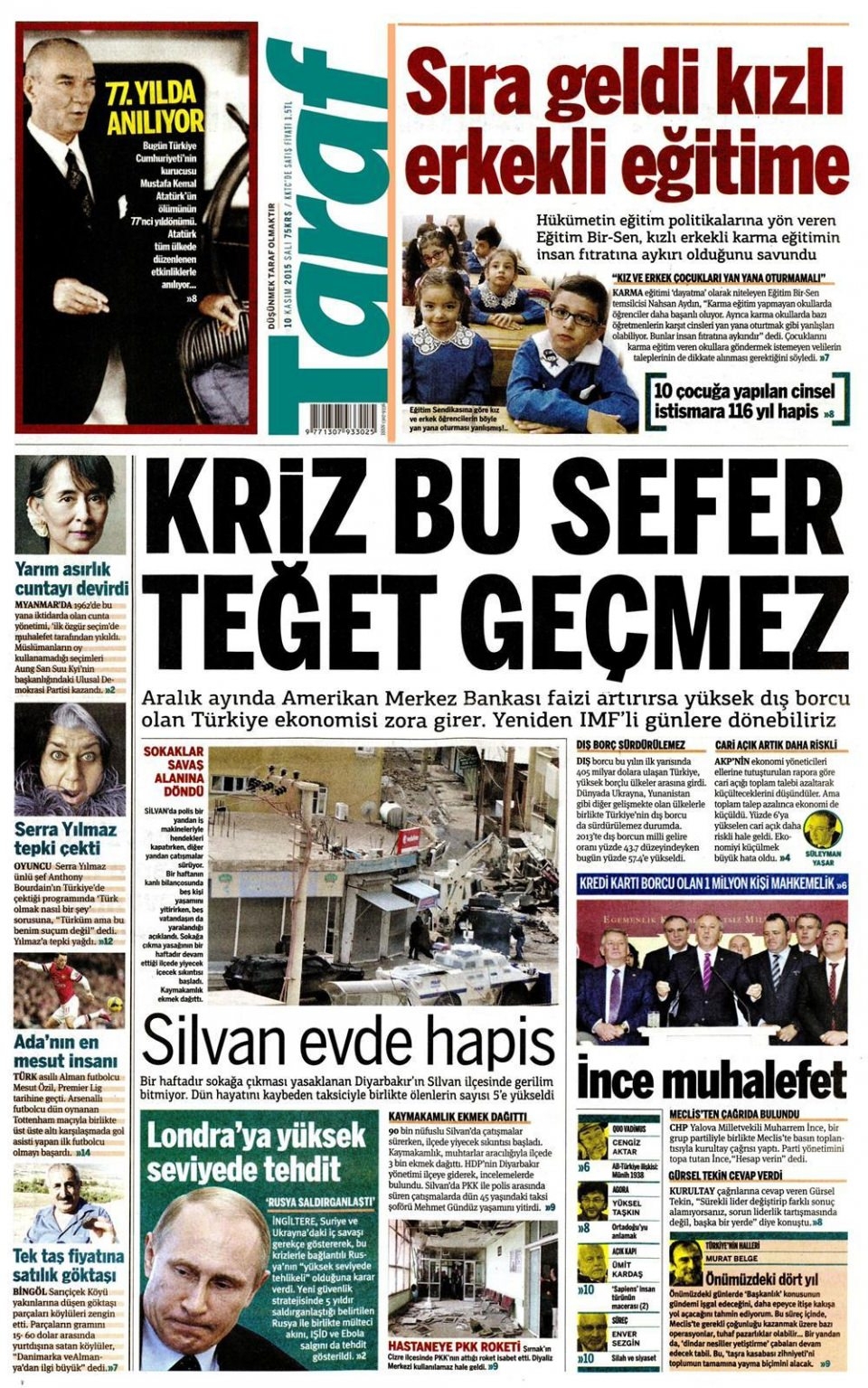 10 Kasım 2015 gazet manşetleri 19