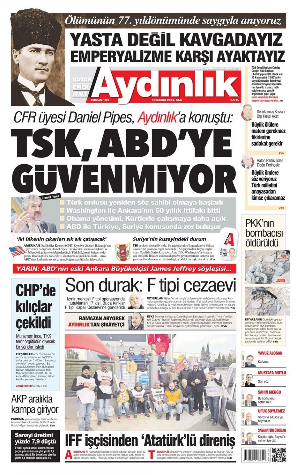 10 Kasım 2015 gazet manşetleri 2