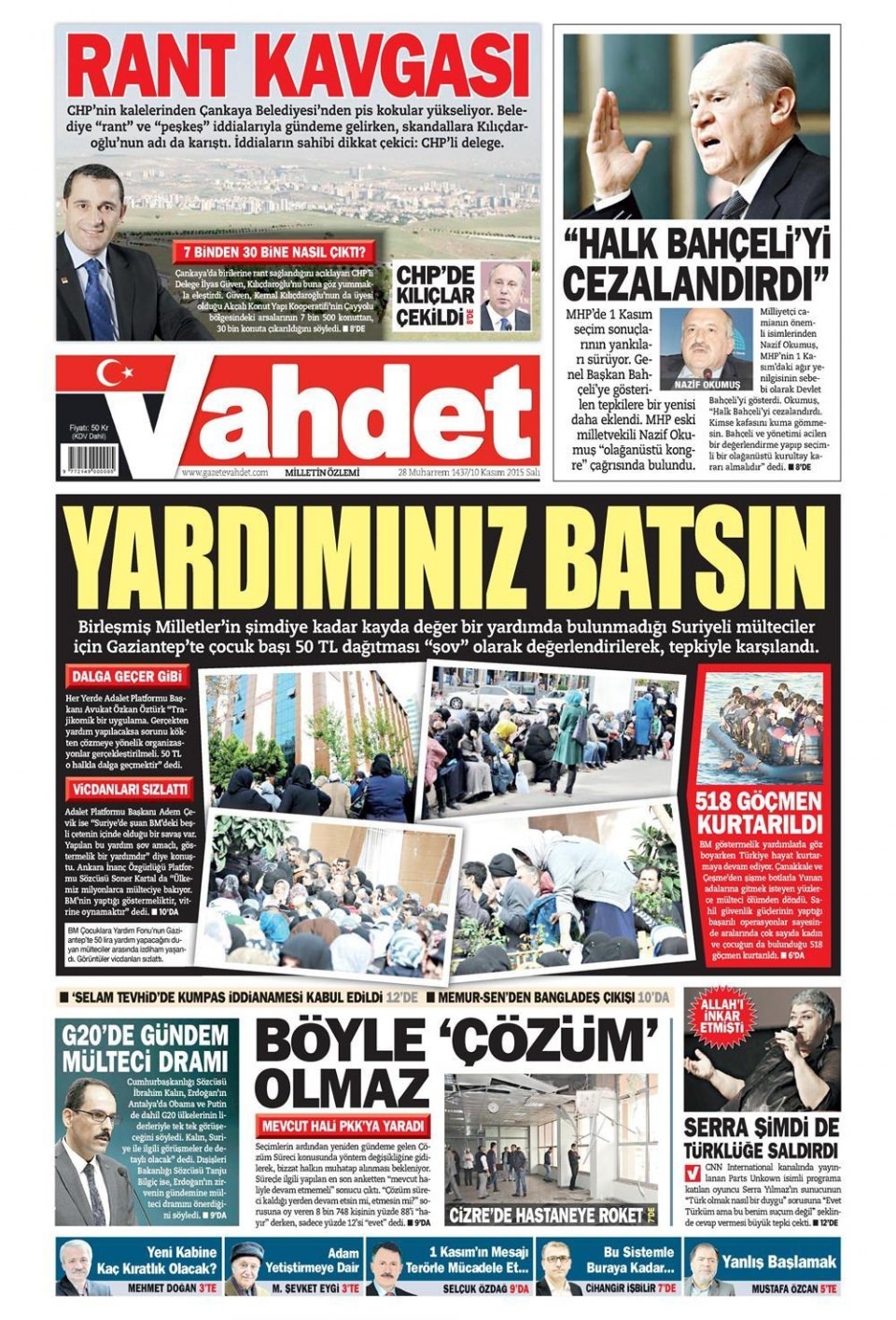 10 Kasım 2015 gazet manşetleri 21