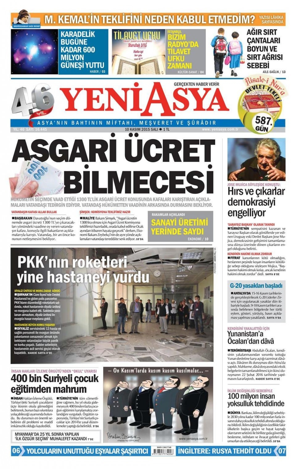 10 Kasım 2015 gazet manşetleri 24