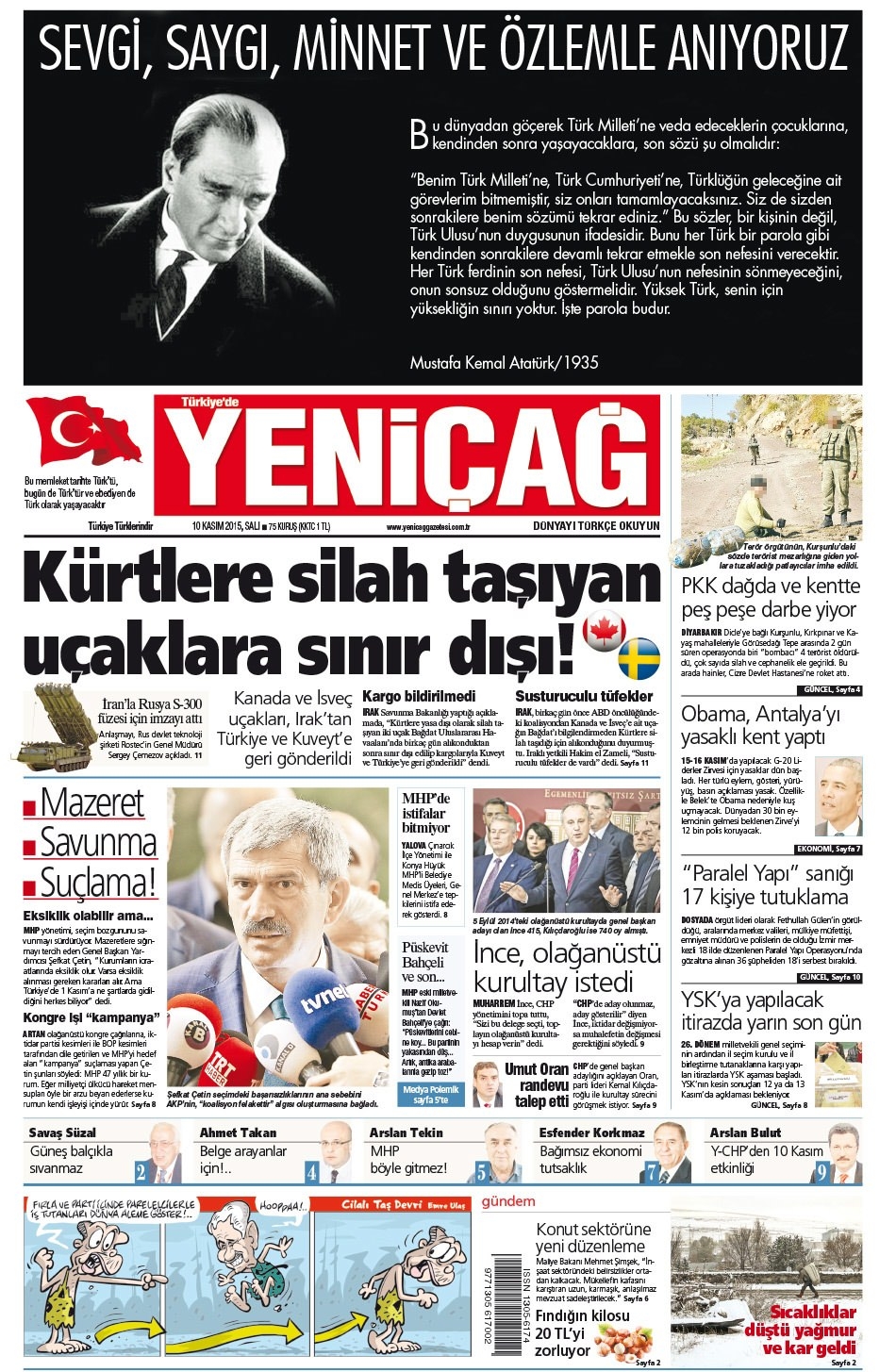 10 Kasım 2015 gazet manşetleri 25