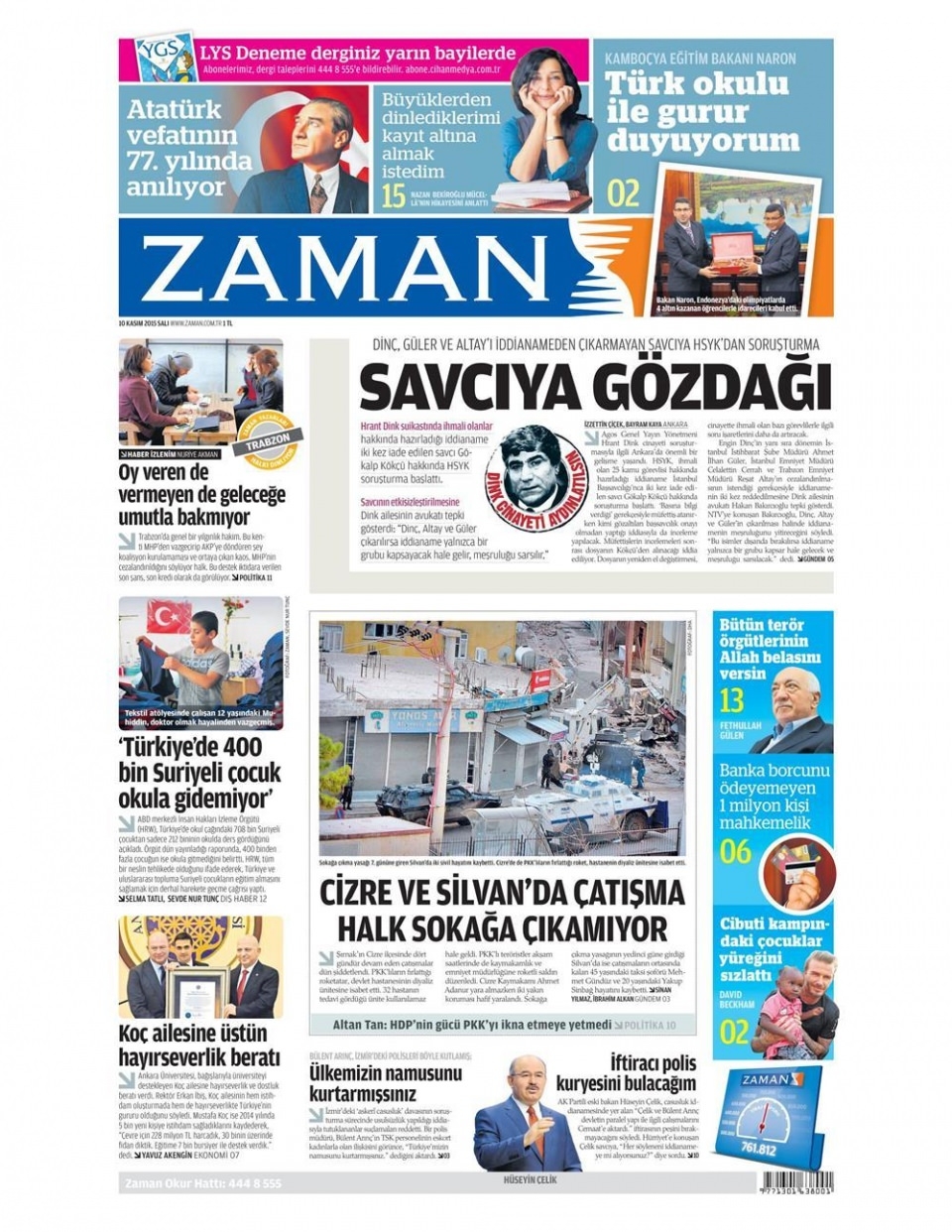 10 Kasım 2015 gazet manşetleri 27