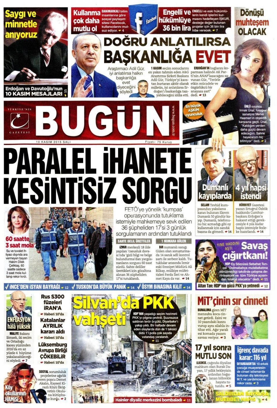 10 Kasım 2015 gazet manşetleri 3