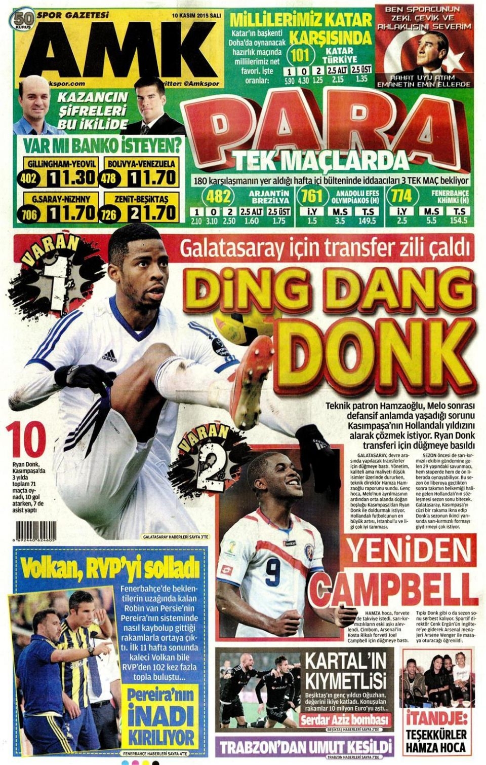 10 Kasım 2015 gazet manşetleri 30